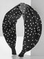 Schwarzes Stoff Breiter Krempe Polka Dots Kreuzstirnband