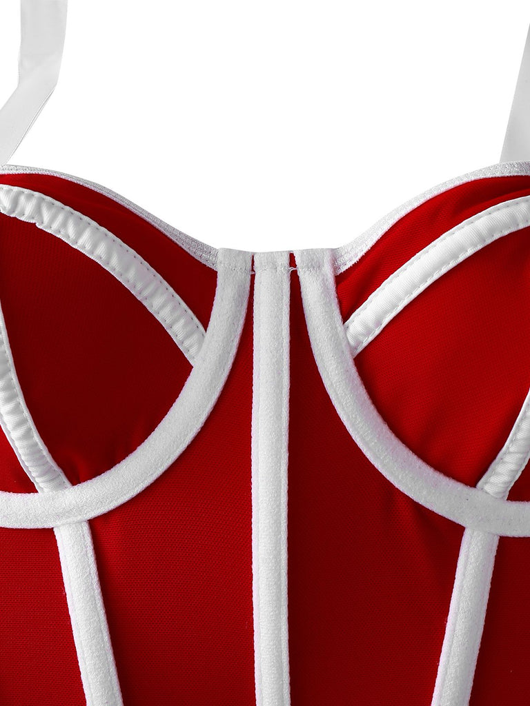 1940er Schnürung Bogen Netz Korsett Crop Camisole