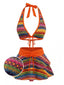 Orange 80er Boho Bikini-Set & Rock-Cover-Up