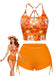 Orange 1960er Blumen Rückenfrei Bikini Set-model