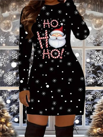 60er Weihnachts-Strickkleid mit Weihnachtsmannmotiv