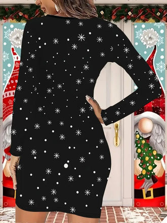60er Weihnachts-Strickkleid mit Weihnachtsmannmotiv