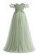 Grünes 30er Swingkleid mit Schulterfreiheit und Blumen