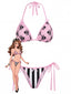 [Vorverkauf] Rosa 80er Gothic Bikini-Set mit Streifen und Totenkopf