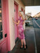 Leoparden-Printes & Rosa 60er Bodycon-Kleid mit Herzausschnitt