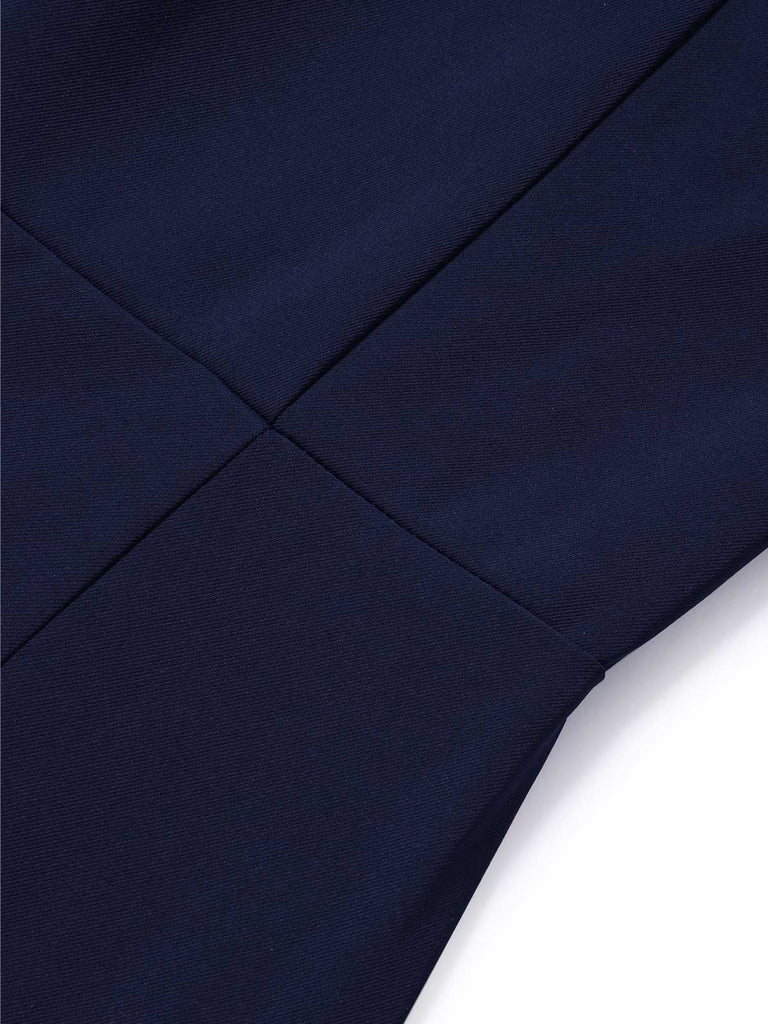 Blaues 60er Ärmelloses Bleistiftkleid mit Reverskragen