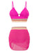 Pinkfarbenes Bikini-Set mit geometrischen Mustern auf weißem Hintergrund