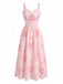 Rosa 40er Smockkleid mit Blumen und Rüschen