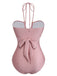 Rosa 40er Badeanzug mit Neckholder und Criss-Cross