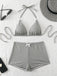Rosa 50er Bikini-Set & Shorts mit Schleife und Hohe Taille