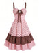 Rosa 50er Kleid mit Polka-Dots und Träger