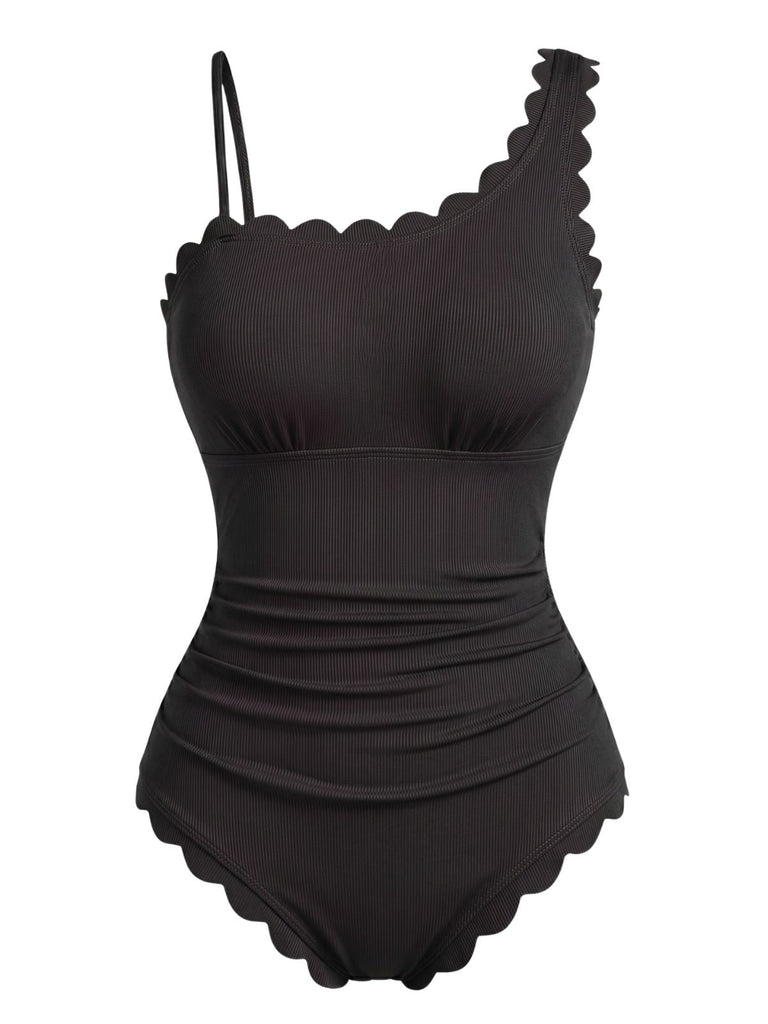 50er Badeanzug mit Rüschen und Cut-out