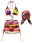 Rosa 1960er Blumen Tropisch Bikini Set