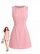 Rosa 60er Ärmelloses Kleid mit A-Linie und Perlen