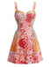 Rosa 70er Minikleid mit Blumen und Schnürung