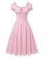 [Vorverkauf] Rosa 40er Swingkleid mit Karos und Schleife