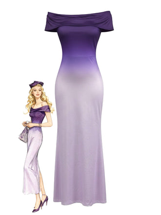 Lila 30er schulterfreies Maxikleid mit rückenfrei und Ombre