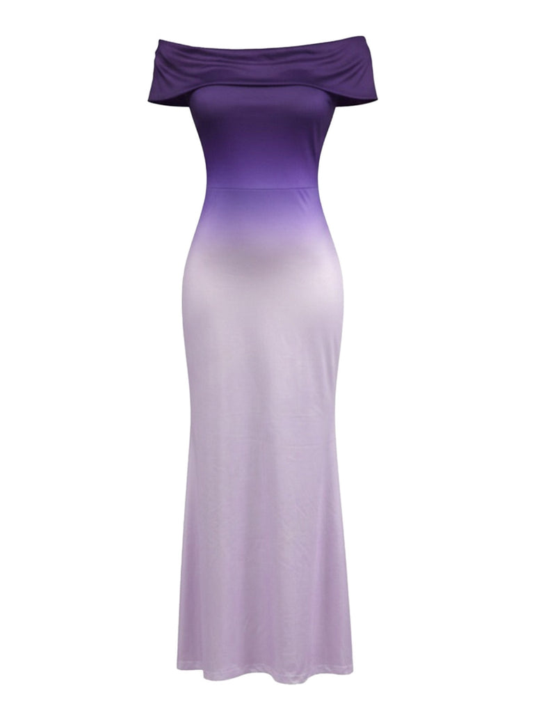 Lila 30er schulterfreies Maxikleid mit rückenfrei und Ombre
