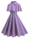 Lila 50er Kleid mit Reverskragen und A-Linie