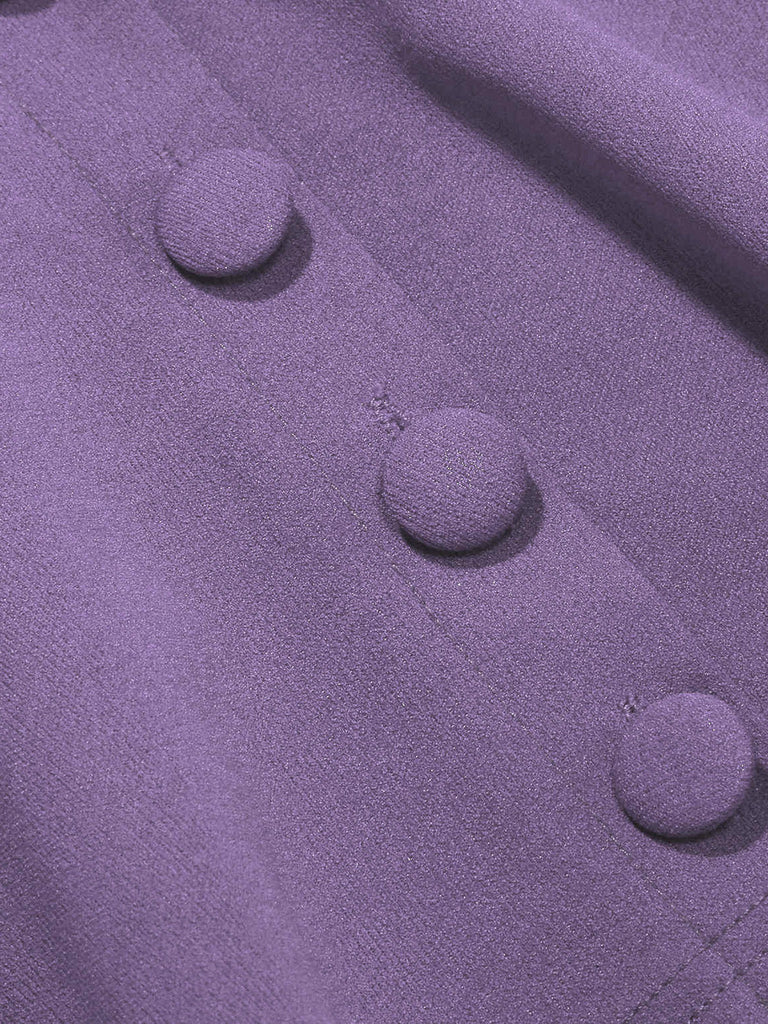 Lila 50er Kleid mit Reverskragen und A-Linie
