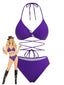 Lila 80er Bikini-Set mit Neckholder und Schnürung