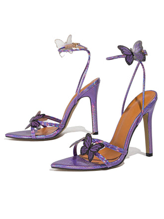 Lila Schuhe mit Schmetterling und Spitz