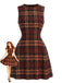 Rotes 60er Ärmelloses Kleid mit Karo und A-Linie