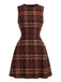 Rotes 60er Ärmelloses Kleid mit Karo und A-Linie