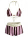 Rosa 1950er Schnür Halter Perlenbesetzt Polka Dot Bikini Set
