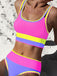 Rosa 3PCS 1950er Kontrast Zickzack Besatz Tankini Set & Cover-Up