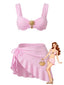 3PCS 1950er Uni Metall Sonne Kette Akzent Bikini Set & Cover-Up