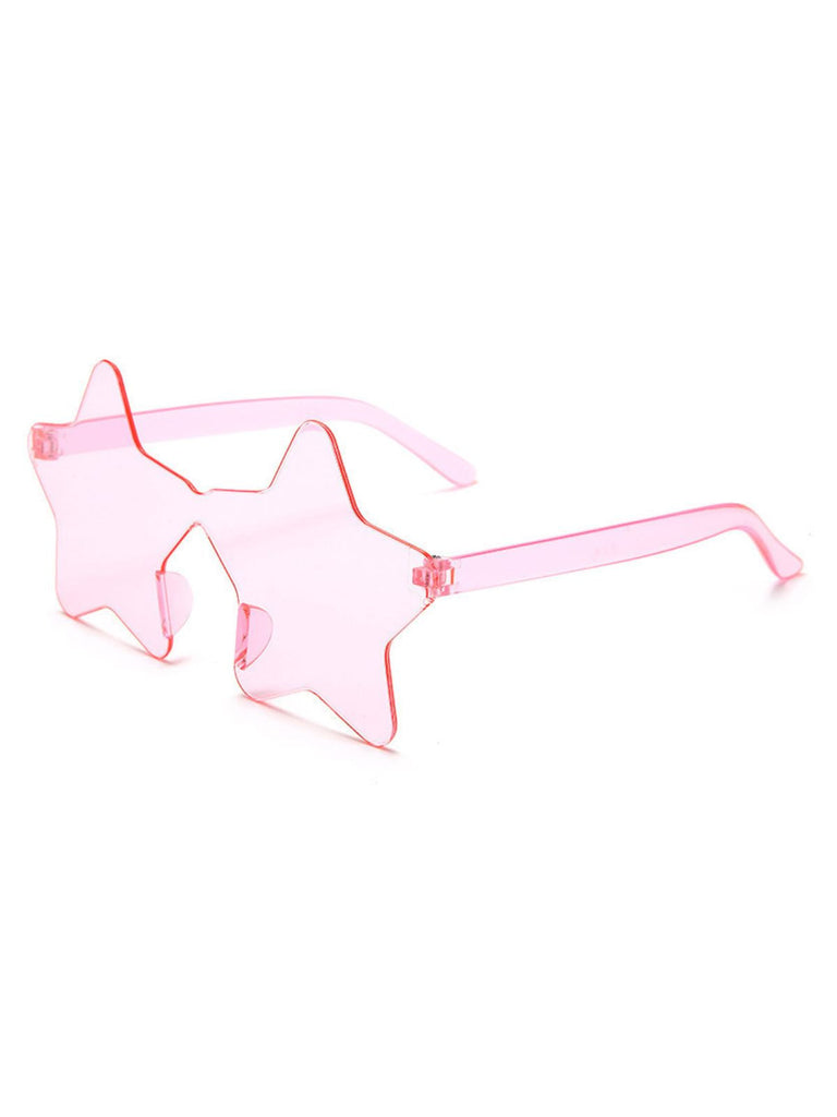 Niedliche und ästhetische, sternförmige, randlose Sonnenbrille in Rosa für einen verspielten Look.
