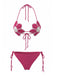 Rosarot 80er Bikini-Set & Shorts mit Blumen und Hand
