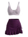 Rosa 50er Tankini-Set mit Rüschen und Kordelzug
