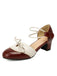 Zweifarbige Schleife Mary Jane Pumps mit Blockabsatz