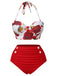 Rot_1960er_Halter_Roses_Bikini_Set