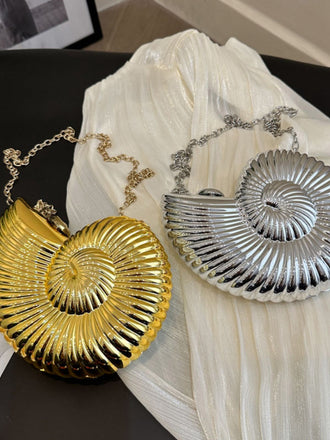 Metallisch Muschel Clutch Kettentasche