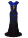 Blau 1920er Gatsby Maxi Kleid