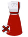Weiß & Rot Schleifenknoten Patchwork Kleid
