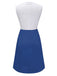 Weiß & Blau 1960er Schleifenknoten Patchwork Kleid