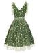 [Vorverkauf] Grün 1950er Gänseblümchen Netz Swing Kleid