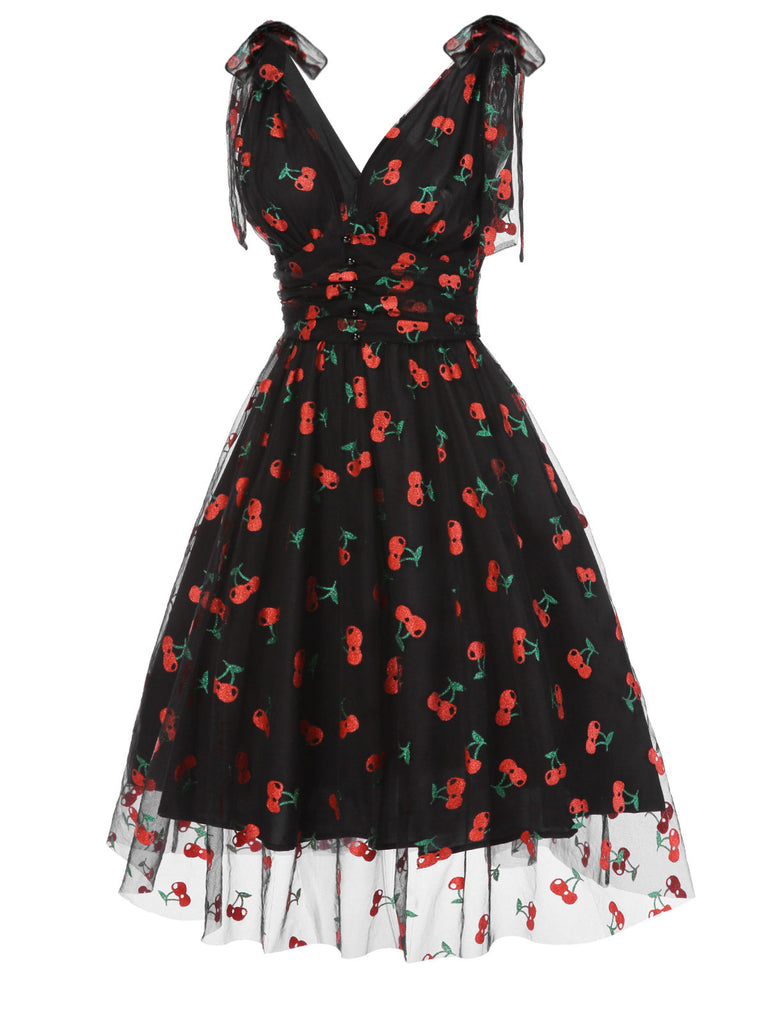 [Vorverkauf] Grün 1950er Gänseblümchen Netz Swing Kleid