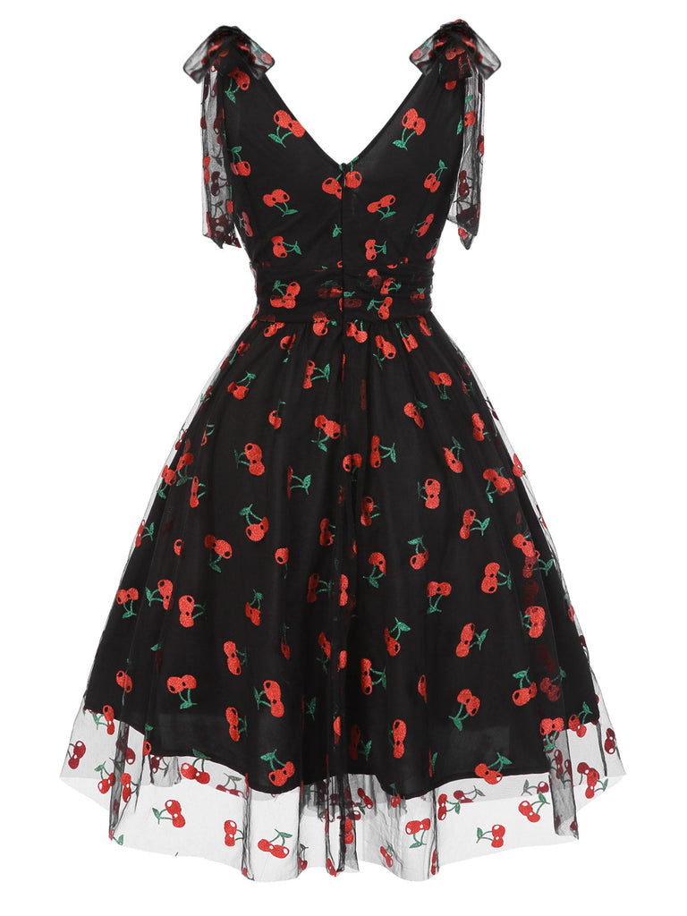 [Vorverkauf] Grün 1950er Gänseblümchen Netz Swing Kleid