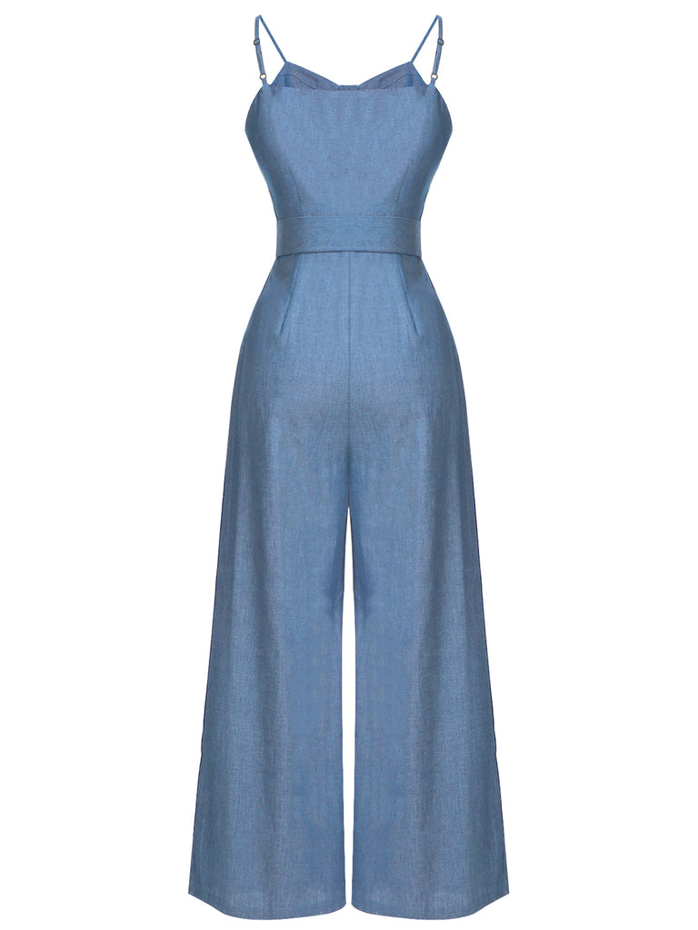 Marineblauer 1930er festen Trägern Cowboy Jumpsuit