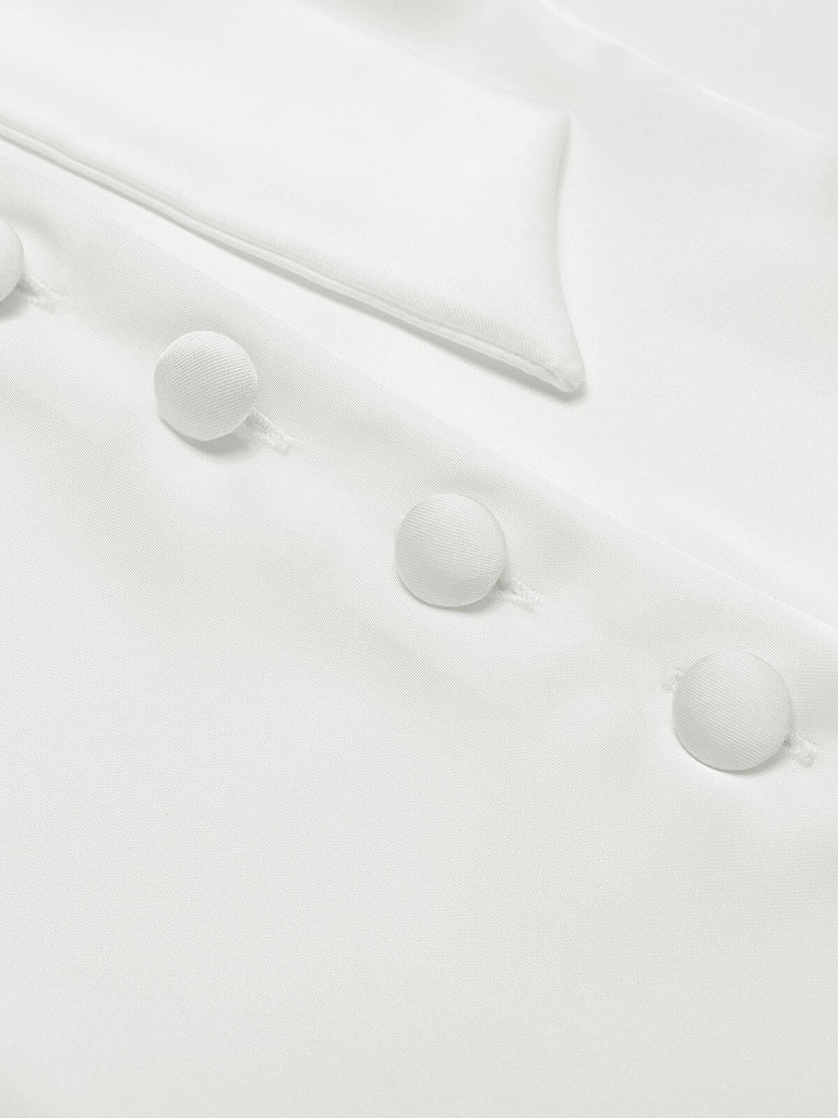 Weiß 1950er Bogen weiße Button Down Bluse