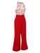 Roter 1950er Kirschgürtel Halter Jumpsuit