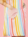 1960er Regenbogen Streifen Herz Tasche Kleid