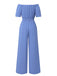 1930er Solide Schulterfrei Taille Locker Gerade Jumpsuit