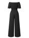 1930er Solide Schulterfrei Taille Locker Gerade Jumpsuit