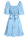 1930er Solide V-Ausschnitt Taille Rüschen Kleid